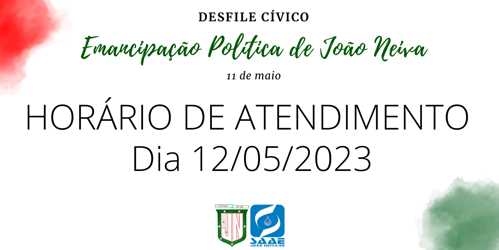 HORÁRIO DE ATENDIMENTO - 12/05/2023