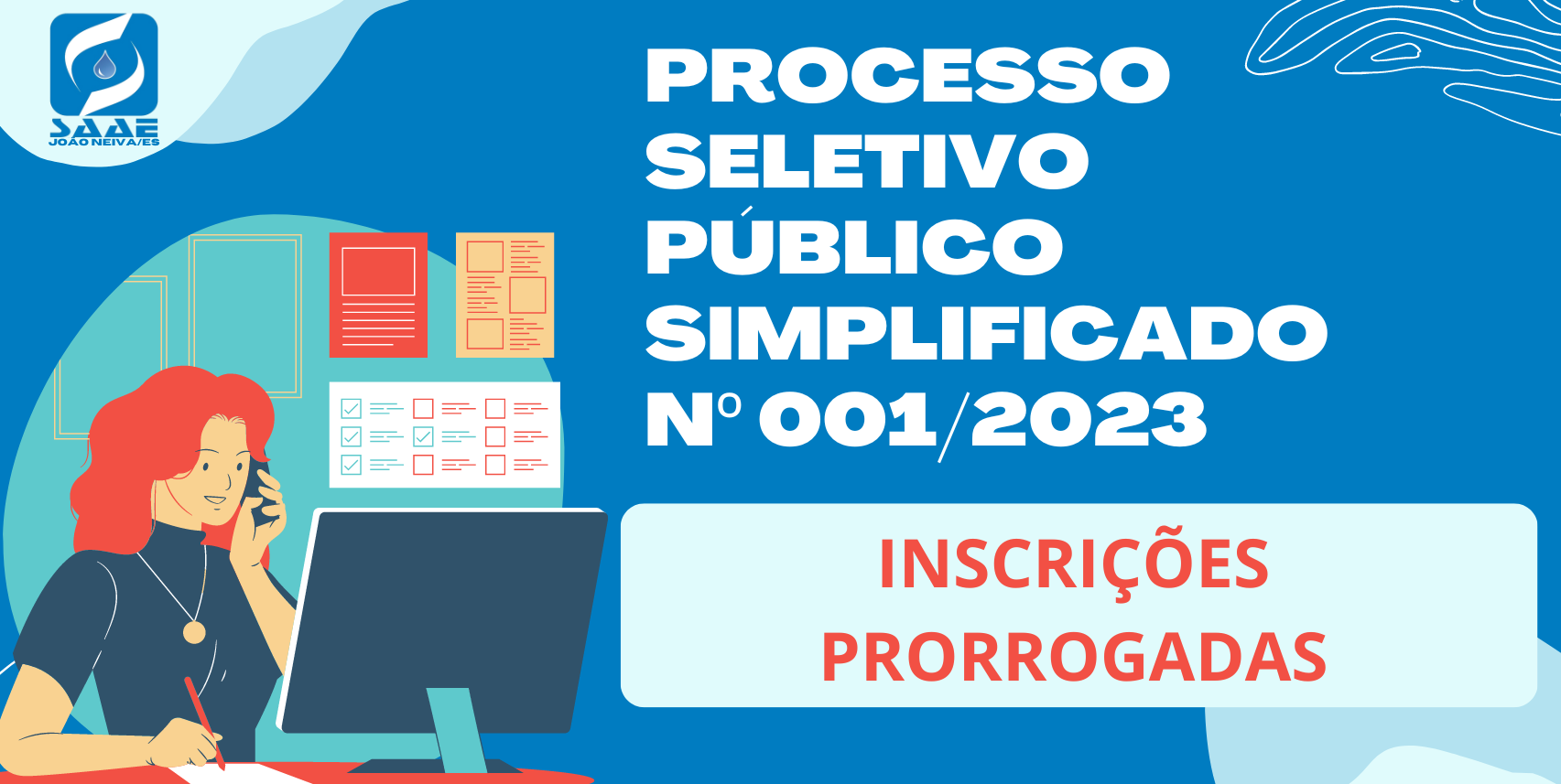 ALTERAÇÃO DE PERÍODO DE INSCRIÇÃO E CRONOGRAMA - PROCESSO SELETIVO PÚBLICO SIMPLIFICADO Nº 001/2023