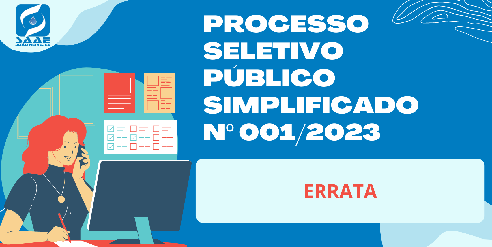 ERRATA - EDITAL DO PROCESSO SELETIVO PÚBLICO SIMPLIFICADO Nº 001/2023